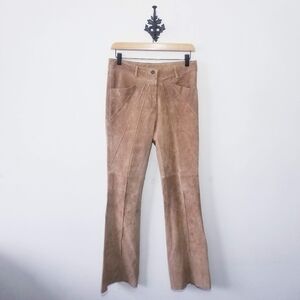 Vintage 90's Anne X 100% Leather Flared Pants Size 6 Low Rise